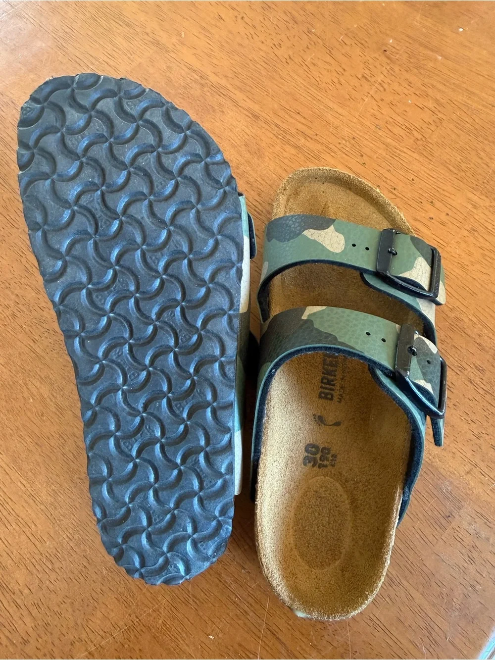 Birkenstock Kids Arizona Camouflage Green Double-Buckle Sandals